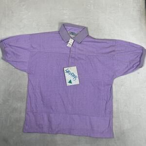 Vintage Saturdays Polo Shirt Mens XL Purple Short Sleeve Casual Knit 80s 90s